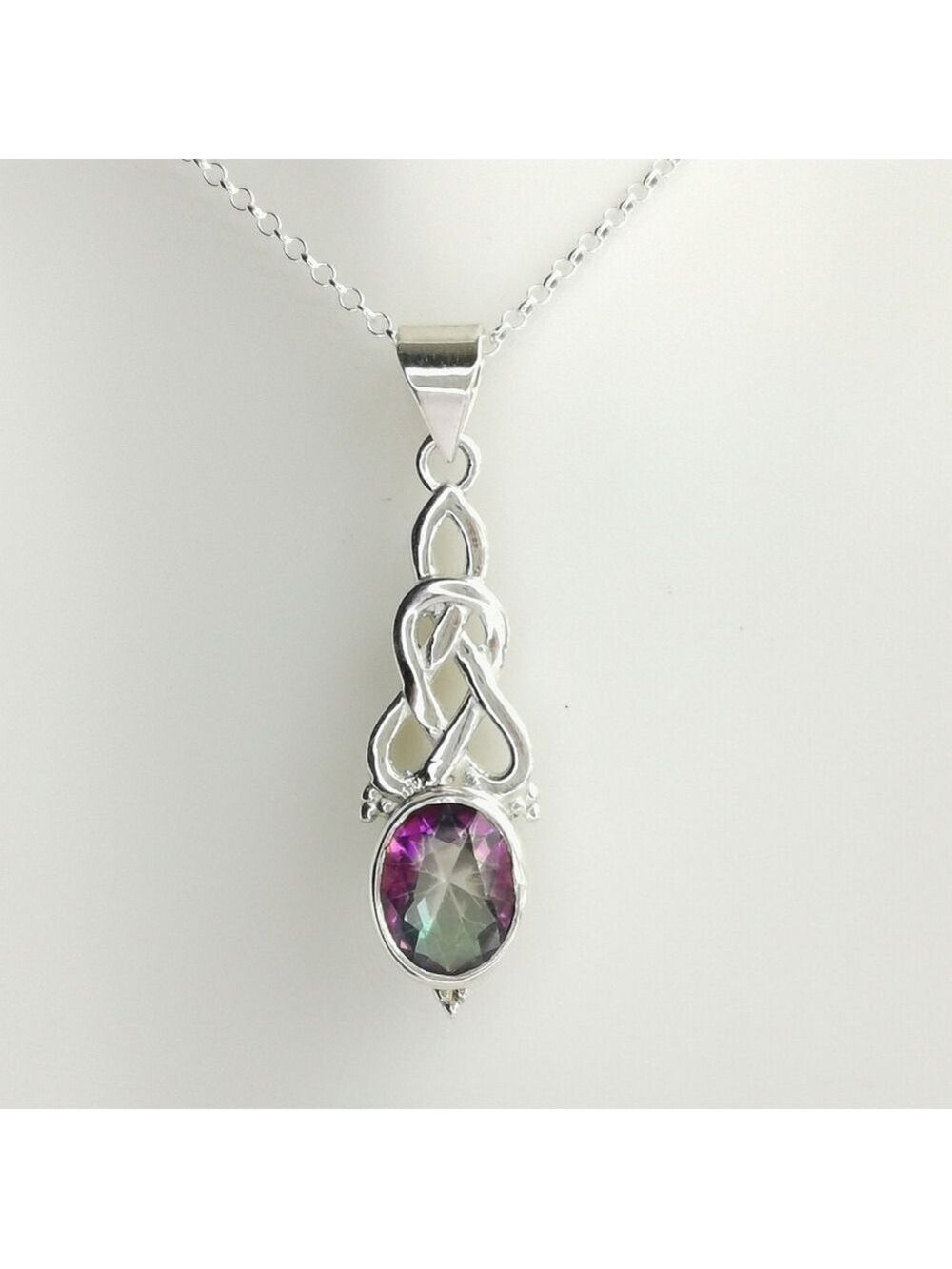 Mystic Topaz Love Knot pendant necklace in Sterling Silver 🆕